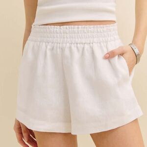 Reformation White Mila Linen Shorts